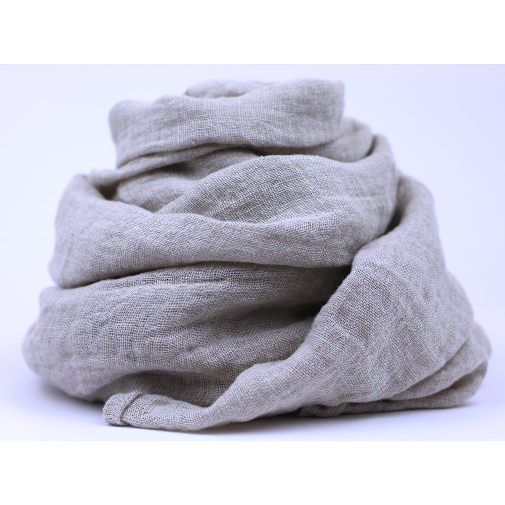 Linen Scarf - Stonewashed - Natural Gauze - Thin Linen