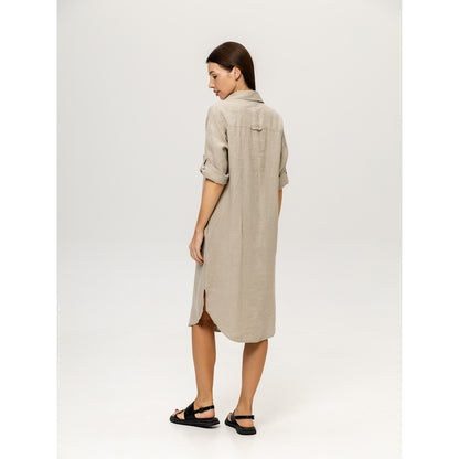 Linen Shirt-Dress - Natural - Stonewashed - Luxury Medium Thick Linen
