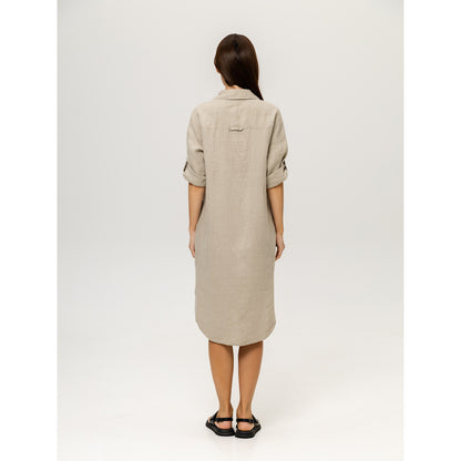 Linen Shirt-Dress - Natural - Stonewashed - Luxury Medium Thick Linen