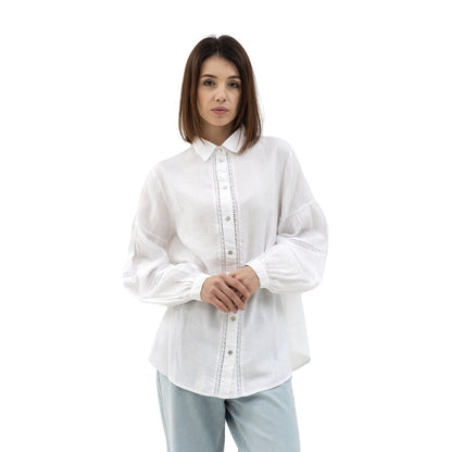 Linen Shirt - White with Lace - Stonewashed - Luxury Thin Linen