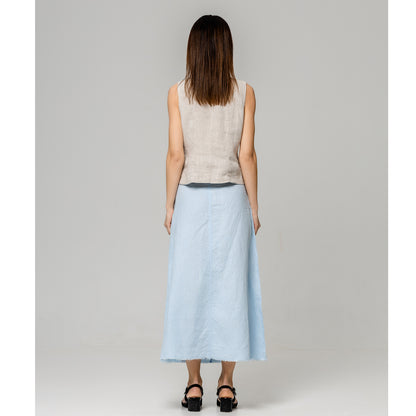 Linen Skirt - Light Blue - Stonewashed - Luxury Medium Thick Linen
