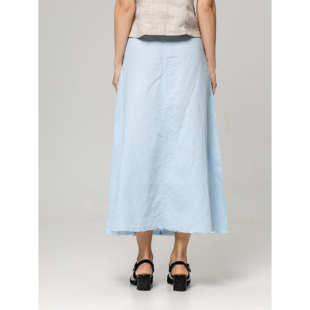 Linen Skirt - Light Blue - Stonewashed - Luxury Medium Thick Linen