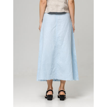 Linen Skirt - Light Blue - Stonewashed - Luxury Medium Thick Linen