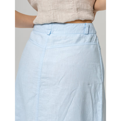 Linen Skirt - Light Blue - Stonewashed - Luxury Medium Thick Linen