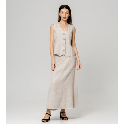Linen Skirt - Light Natural - Stonewashed - Luxury Medium Thick Linen
