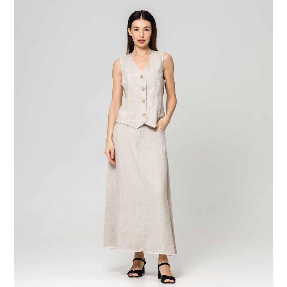 Linen Skirt - Light Natural - Stonewashed - Luxury Medium Thick Linen
