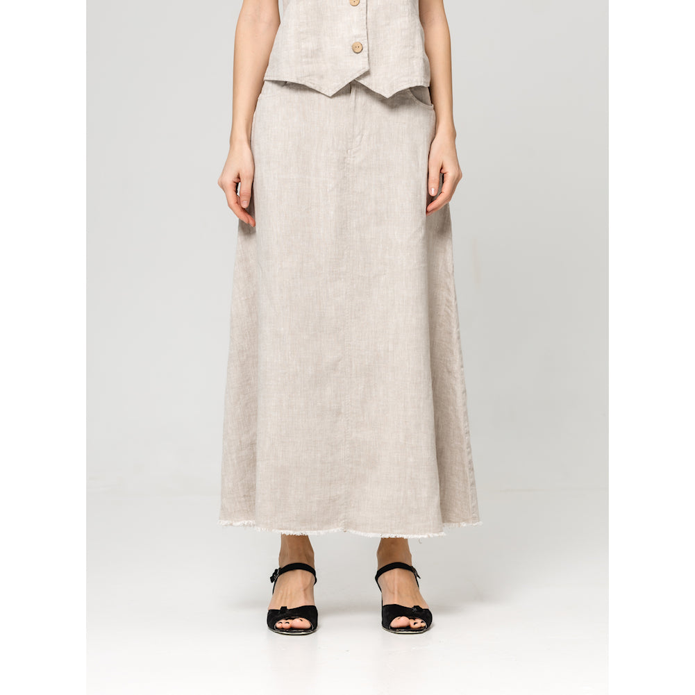 Linen Skirt - Light Natural - Stonewashed - Luxury Medium Thick Linen