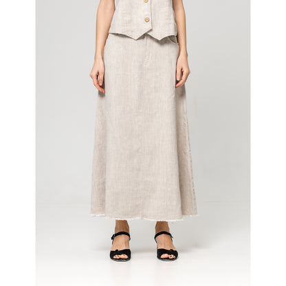 Linen Skirt - Light Natural - Stonewashed - Luxury Medium Thick Linen
