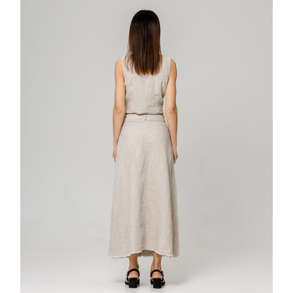 Linen Skirt - Light Natural - Stonewashed - Luxury Medium Thick Linen