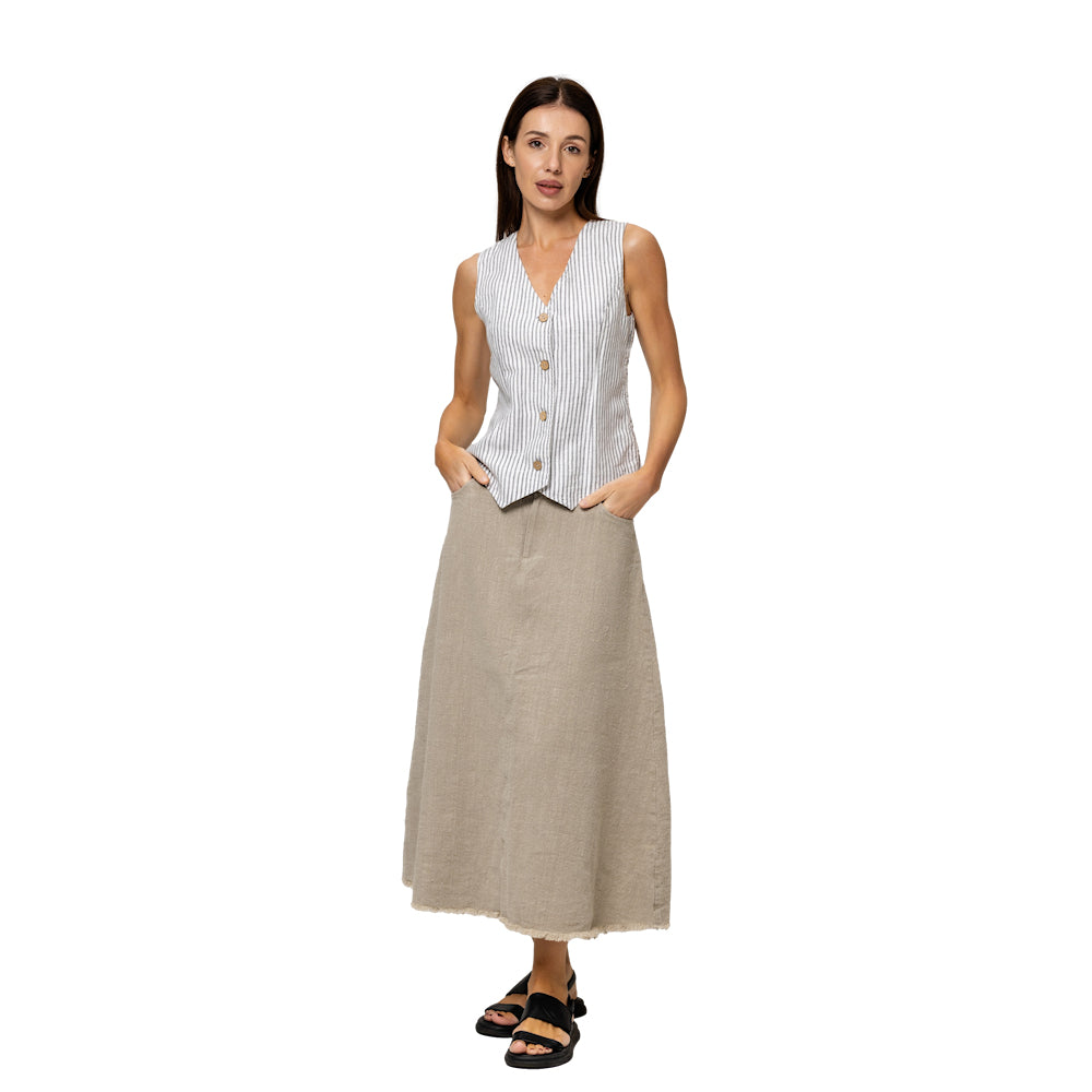 Linen Skirt - Natural - Stonewashed - Luxury Thick Textured Linen