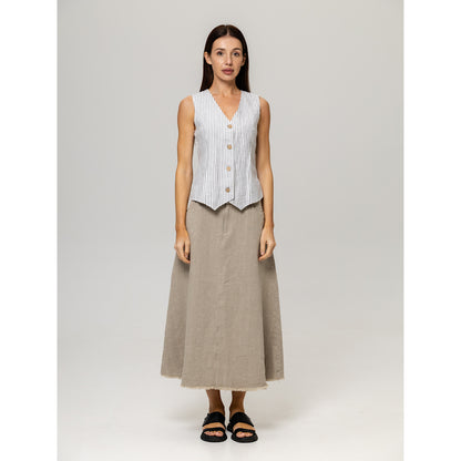 Linen Skirt - Natural - Stonewashed - Luxury Thick Textured Linen