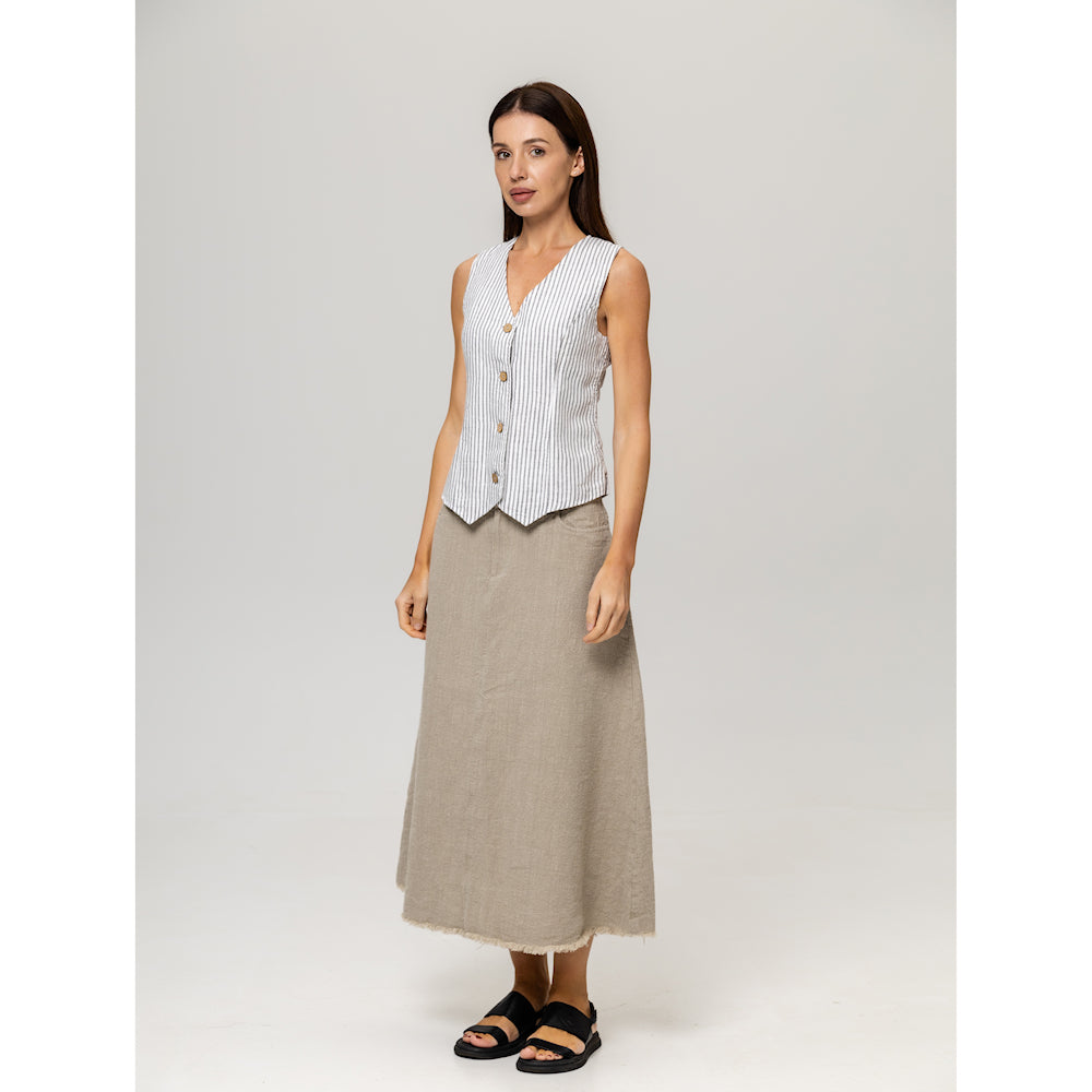 Linen Skirt - Natural - Stonewashed - Luxury Thick Textured Linen