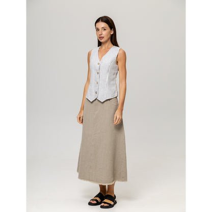 Linen Skirt - Natural - Stonewashed - Luxury Thick Textured Linen