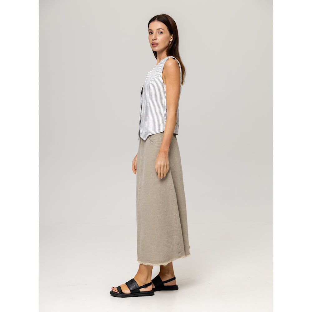Linen Skirt - Natural - Stonewashed - Luxury Thick Textured Linen