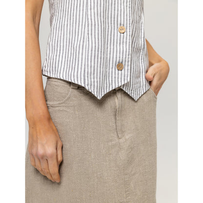 Linen Skirt - Natural - Stonewashed - Luxury Thick Textured Linen