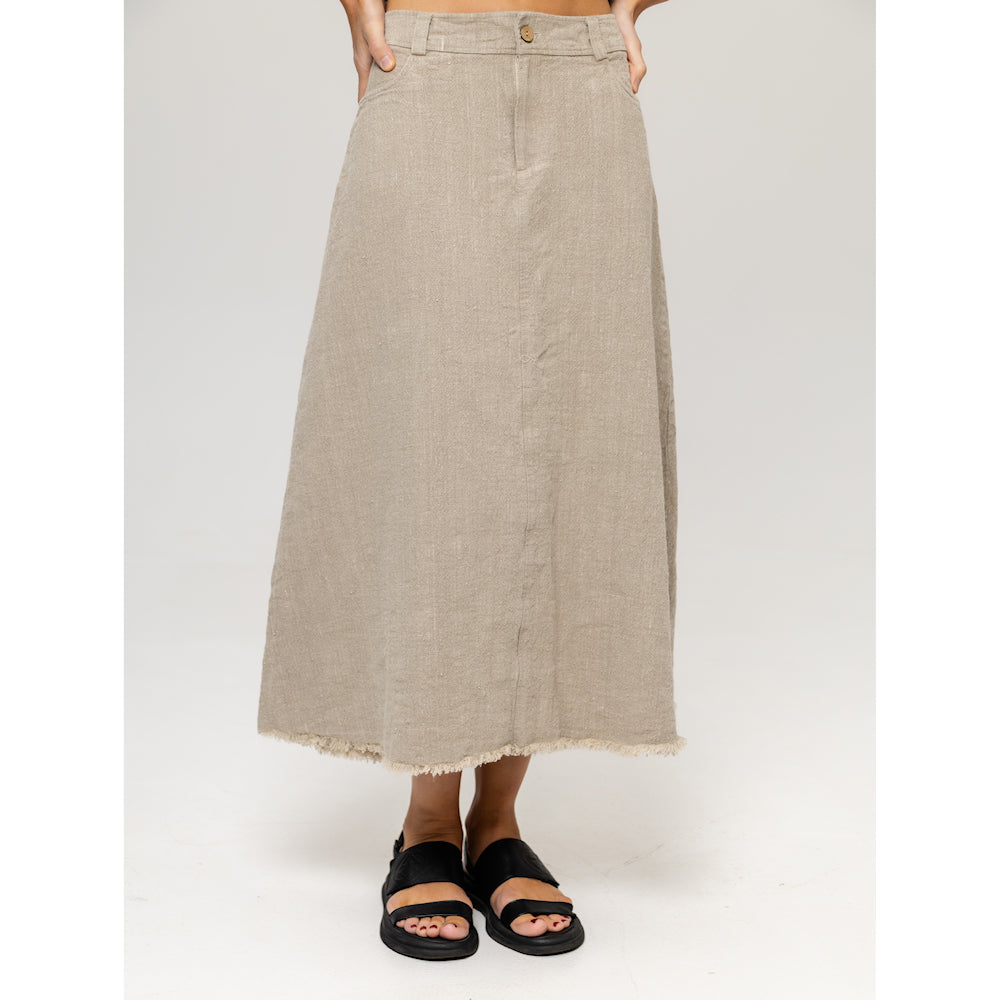 Linen Skirt - Natural - Stonewashed - Luxury Thick Textured Linen
