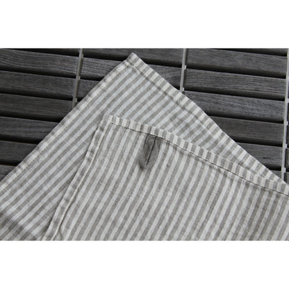 Linen Kitchen Towel - Stonewashed - Grey White Thin Stripes - Thin Linen