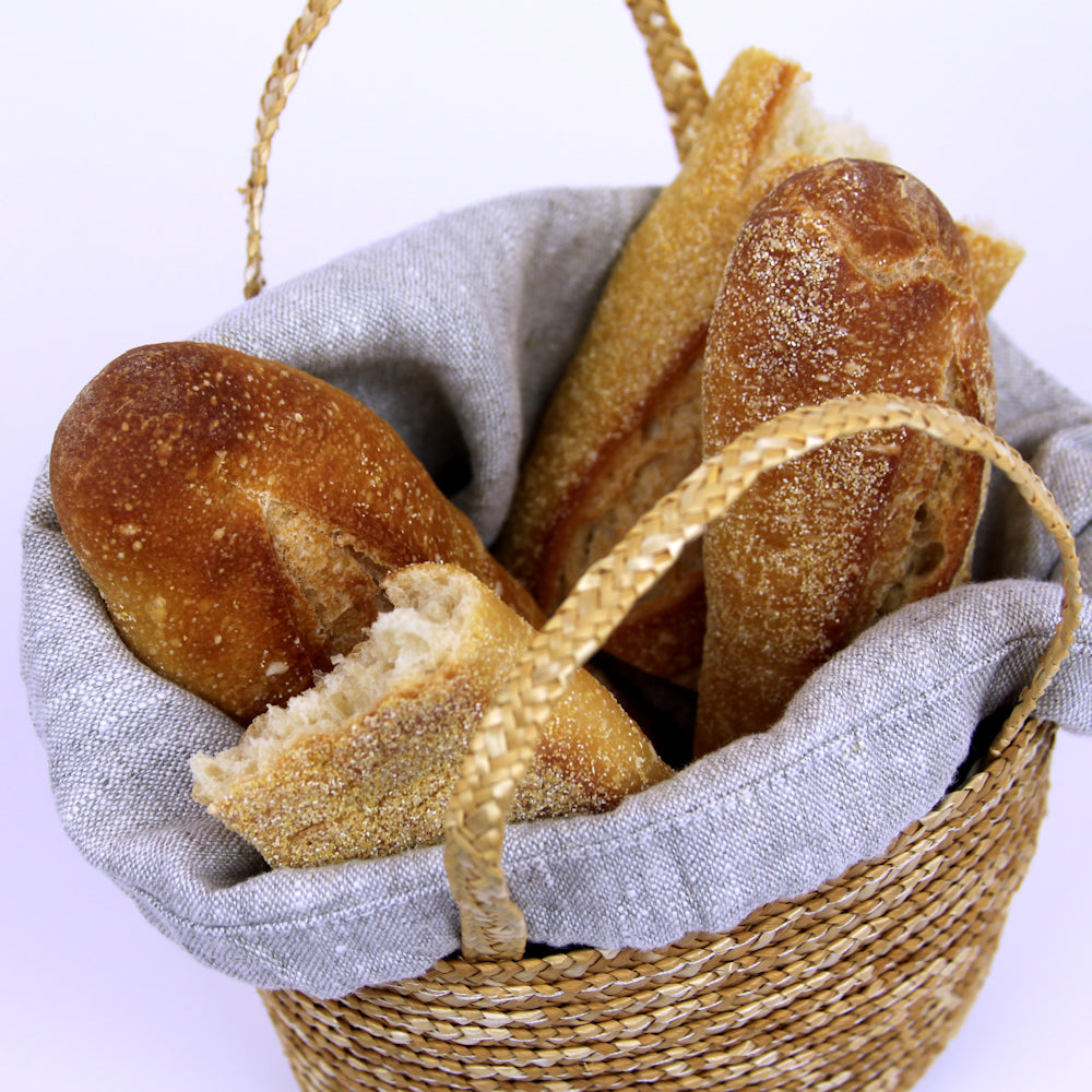 Linen Bread Bag - Stonewashed - Light Natural Color - Medium Thick Linen