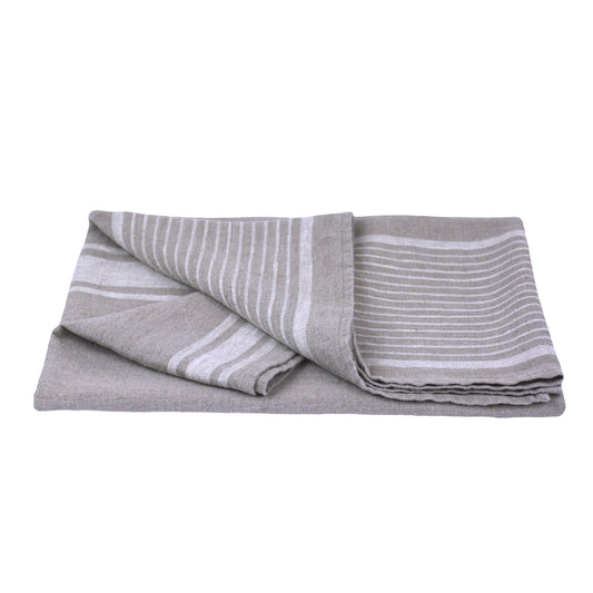 Linen Casa Kitchen Towel - White Stripes on Natural