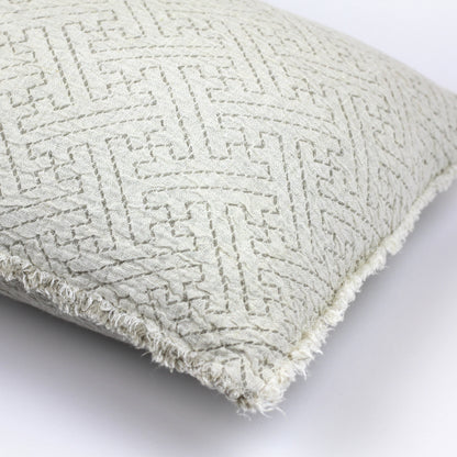 Linen Pillow Cover Expression - Lumbar - 14 x 22 - Stonewashed - Textured - Frayed Edges - Double-sided - Ivory and Natural Colors