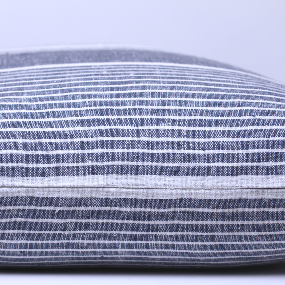 Linen Pillow Cover - Sham - Blue with White Pinstripes - 22 x 22 - Stonewashed - Luxury Thick Linen