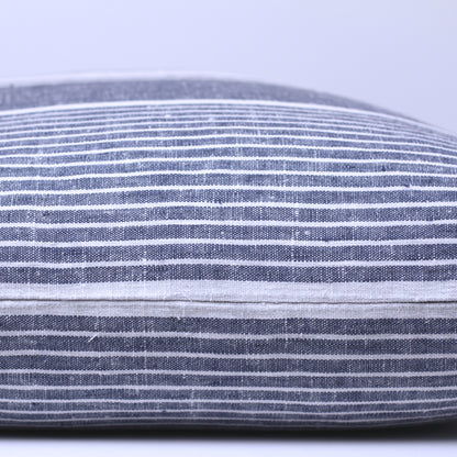 Linen Pillow Cover - Sham - Blue with White Pinstripes - 22 x 22 - Stonewashed - Luxury Thick Linen