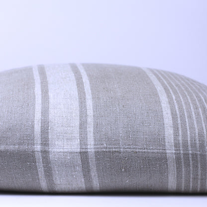 Linen Pillow Cover - Sham - Natural with Light Natural Pinstripes - 22 x 22 - Stonewashed - Luxury Thick Linen