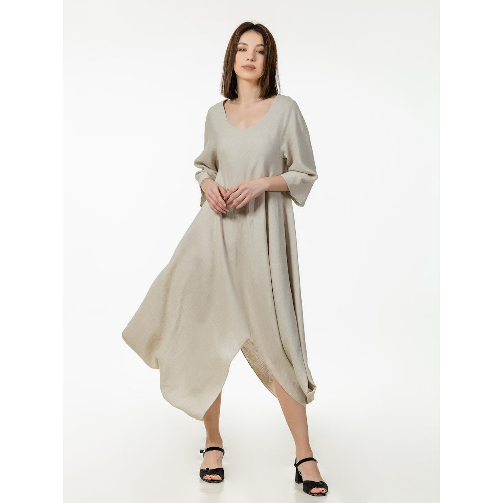 Linen Dress Lucia - Light Natural - Stonewashed - Luxury Medium Thick Linen