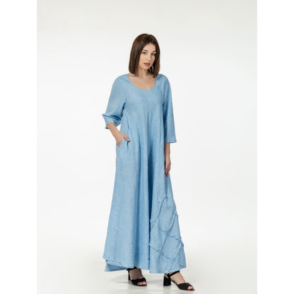 Linen Dress Paola - Light Blue - Stonewashed - Luxury Medium Thick Linen