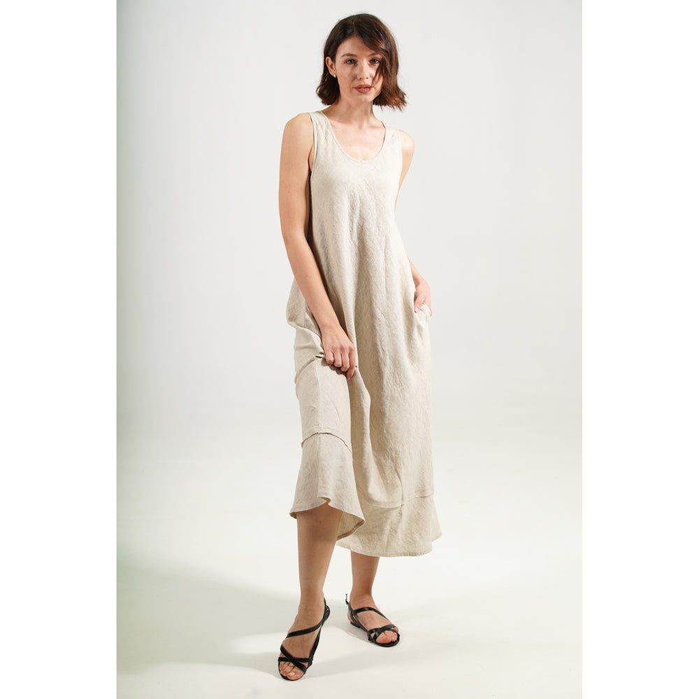 Linen Dress Silvia - Light Natural - Stonewashed - Luxury Medium Thick Linen