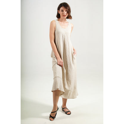 Stonewashed Linen Women Dress Silvia - Pure 100% Linen Flax Light Natural Frayed Edges Cutoff Pre-Washed Laundered Europe European Linen Lint Free A- Stonewashed Linen Women Dress Silvia - Pure 100% Linen Flax Light Natural Frayed Edges Cutoff Pre-Washed Laundered Europe European Linen Lint Free A-