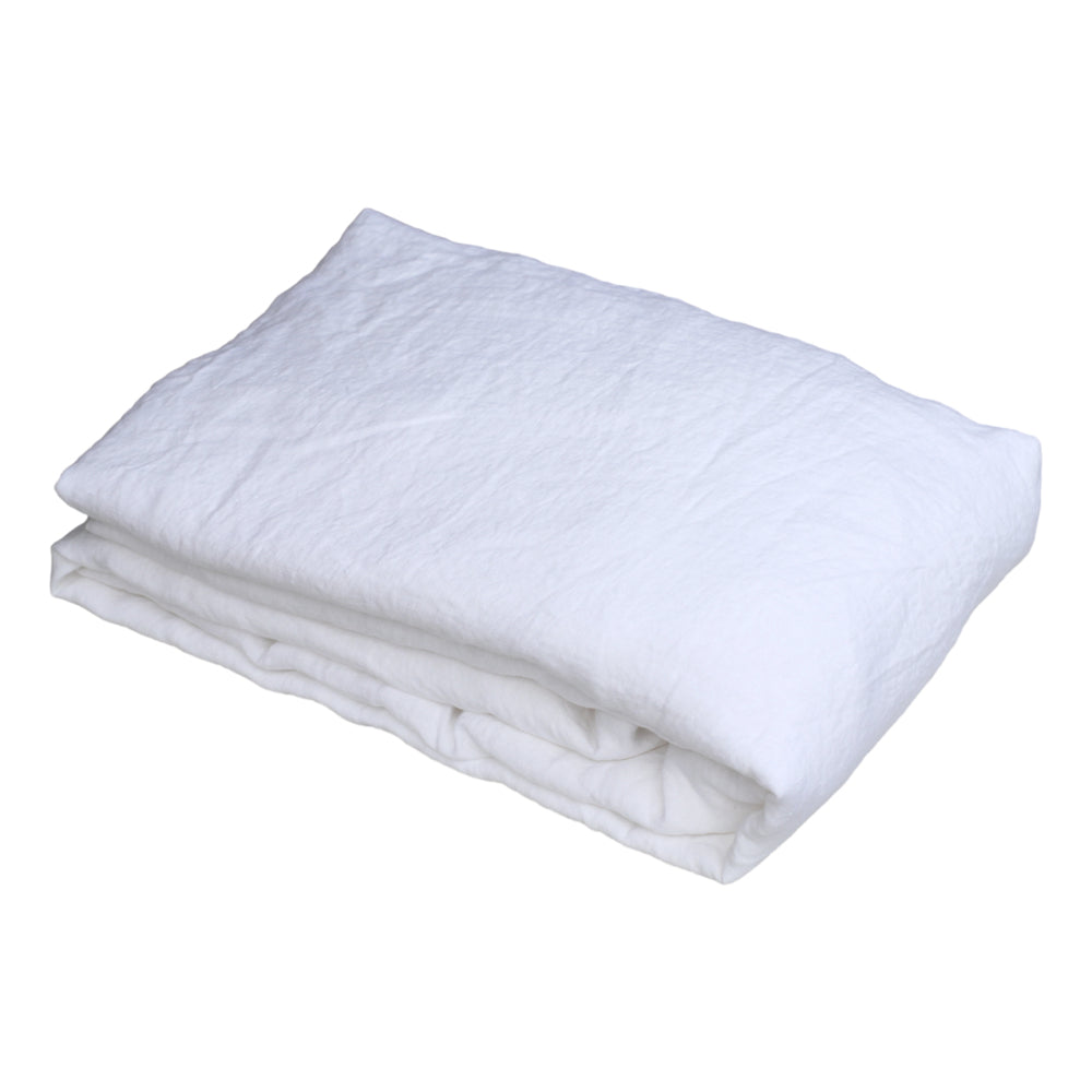Linen Fitted Sheet - Queen - White - Stonewashed