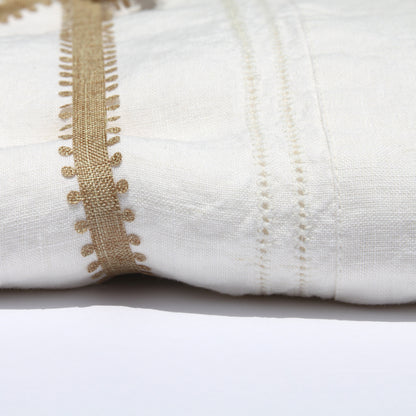 Linen Flat Sheet - Queen - Stonewashed - Cream Color with Dot Hemstitch