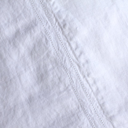 Linen Flat Sheet - King - White with Dot Hemstitch - Stonewashed