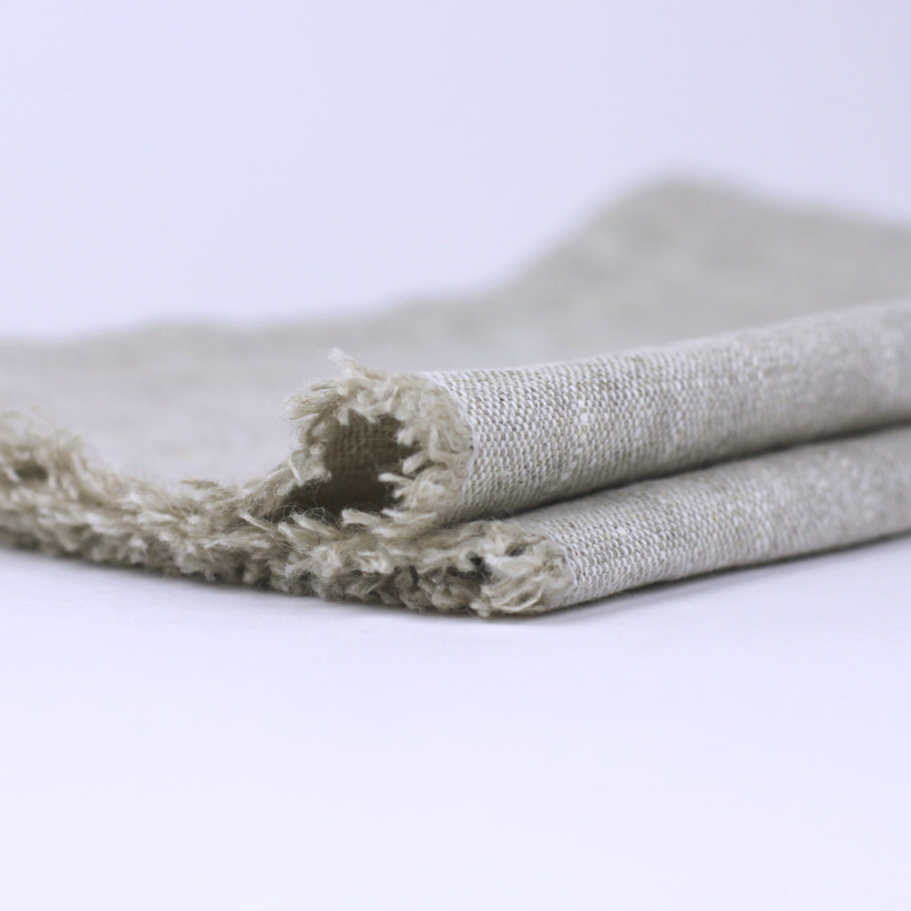 Linen Guest Towel - Stonewashed - Light Natural with Frayed Edges - Luxury Thick Linen