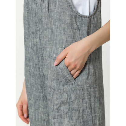 Linen Jumpsuit - Heather Black - Stonewashed - Luxury Medium Thick Linen