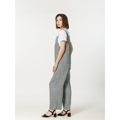 Linen Jumpsuit - Heather Black - Stonewashed - Luxury Medium Thick Linen