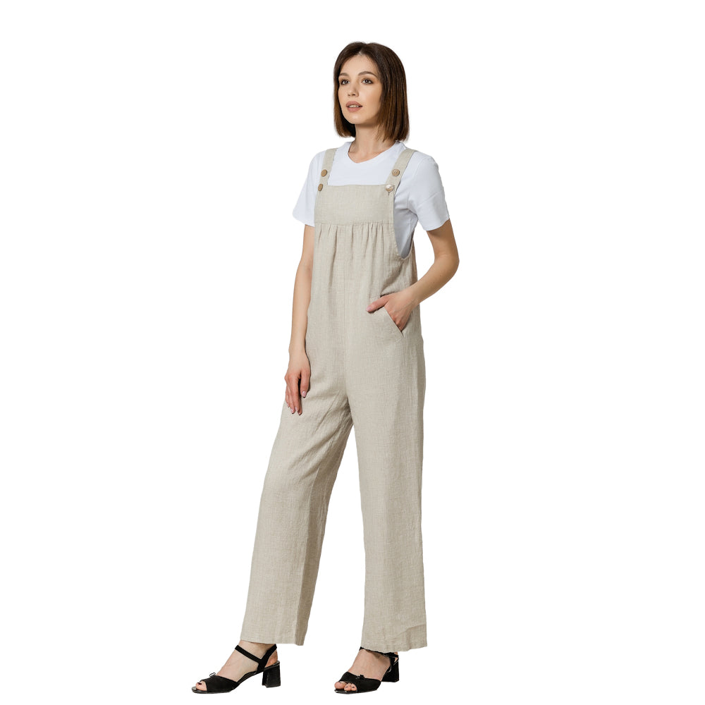 Linen Jumpsuit - Light Natural - Stonewashed - Luxury Medium Thick Linen