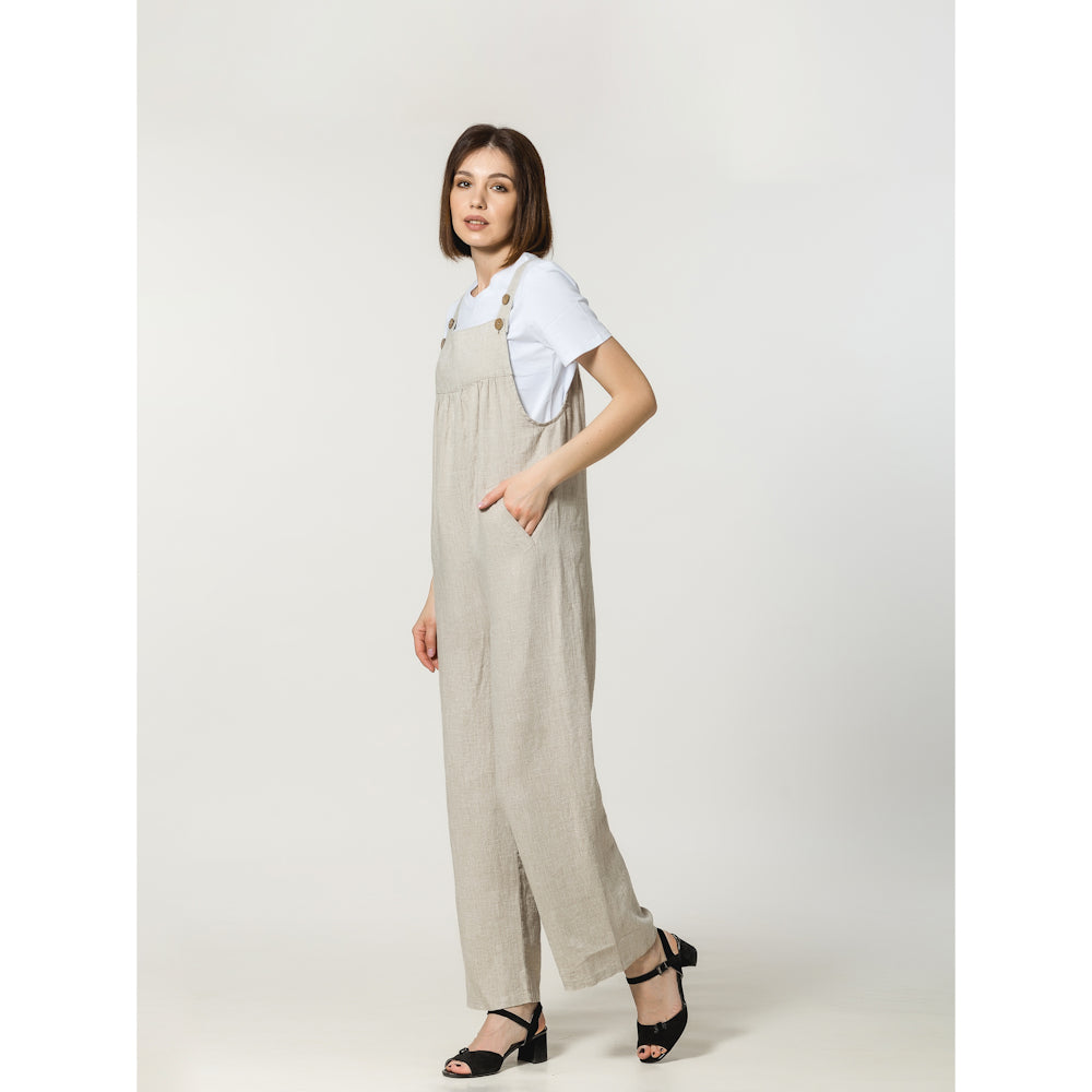 Linen Jumpsuit - Light Natural - Stonewashed - Luxury Medium Thick Linen