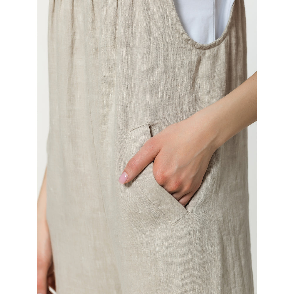 Linen Jumpsuit - Light Natural - Stonewashed - Luxury Medium Thick Linen
