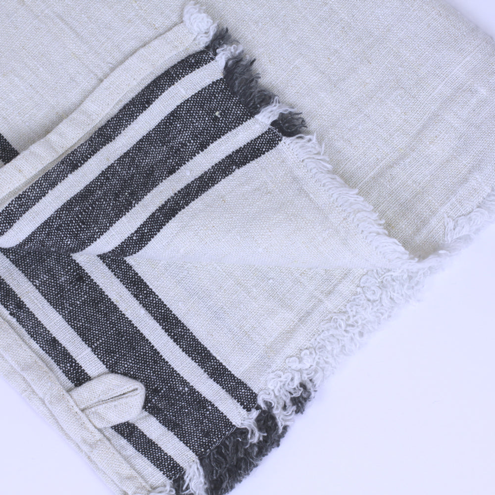 Black Herringbone Stripe Dish Towel