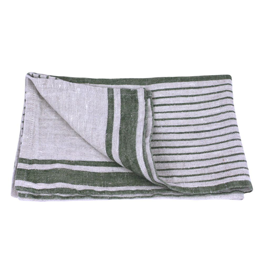 Linen Casa Kitchen Towel - Striped Heather Gray