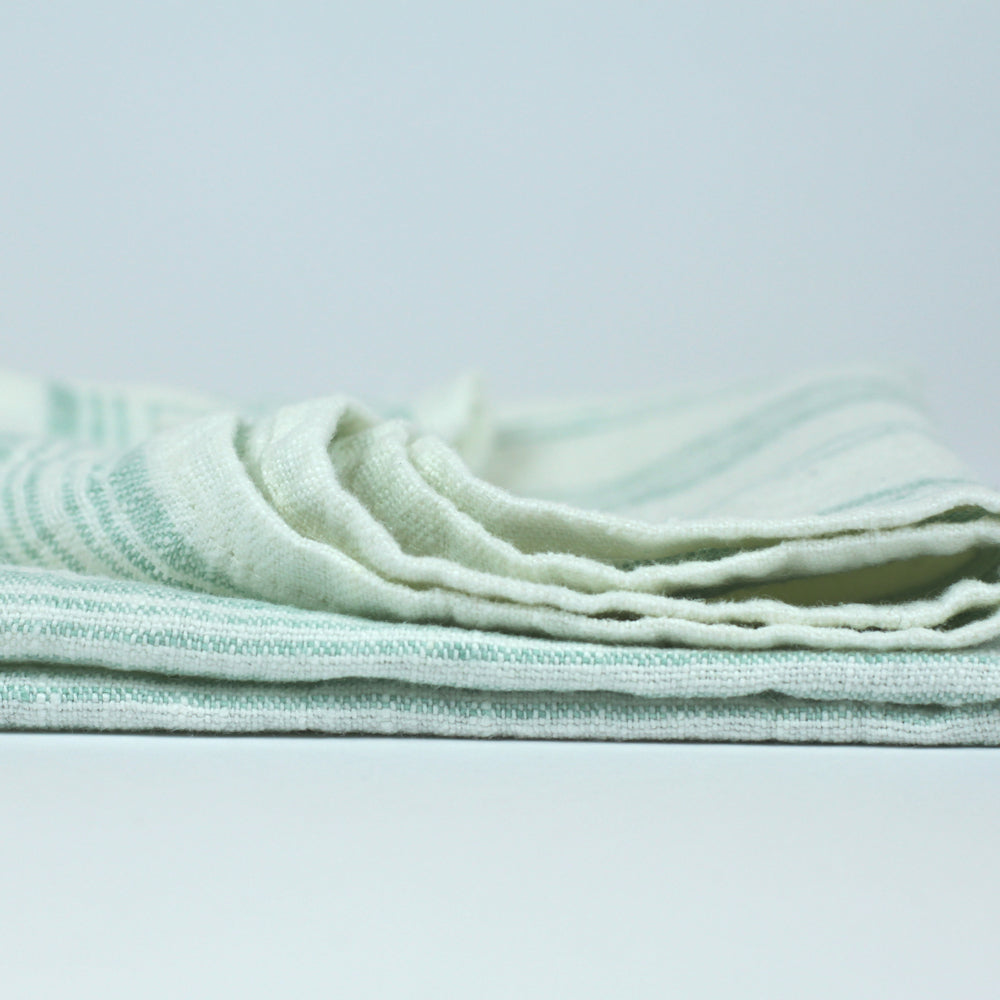 LinenCasa Linen Bath Towel - Luxury Thick Stonewashed - White with Green  Stripes
