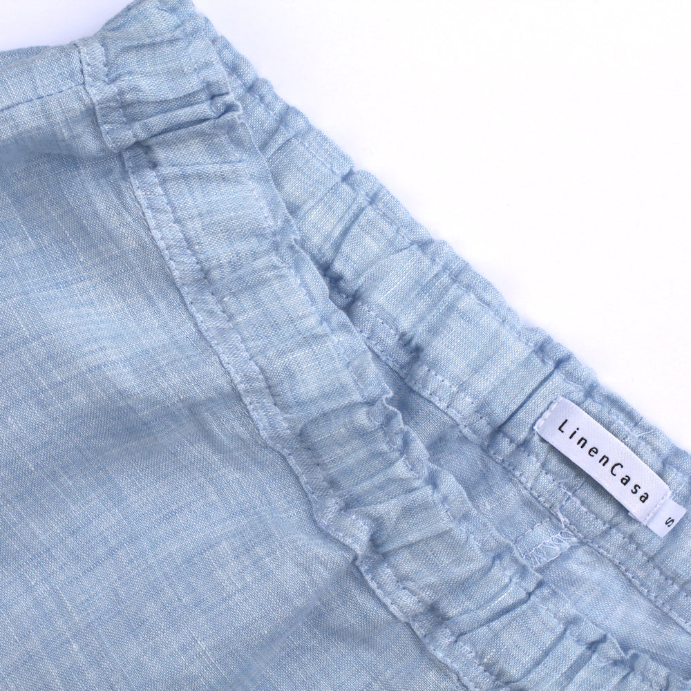 Linen Loungewear - Shirt and Pants - Heather Light Blue - Luxury Thin Linen