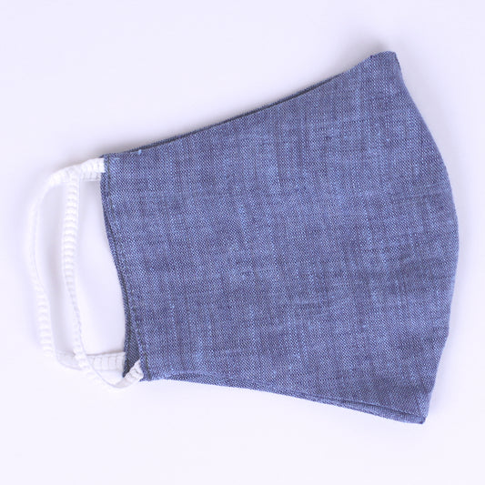 Linen Face Mask - Stonewashed - Heather Blue Color - Very Soft - Washable and Reusable - 2-ply