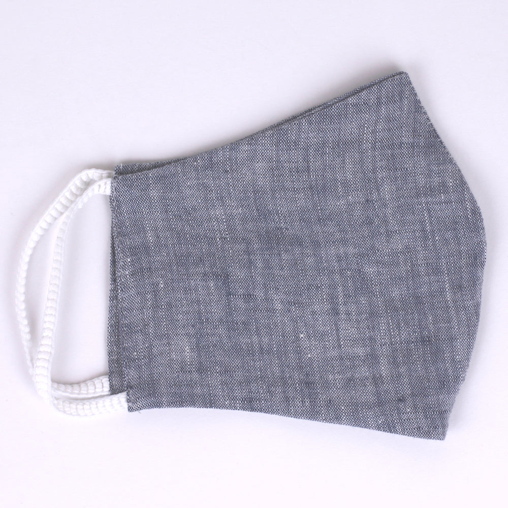 Linen Face Mask - Stonewashed - Heather Light Blue Color - Very Soft - Washable and Reusable - 2-ply