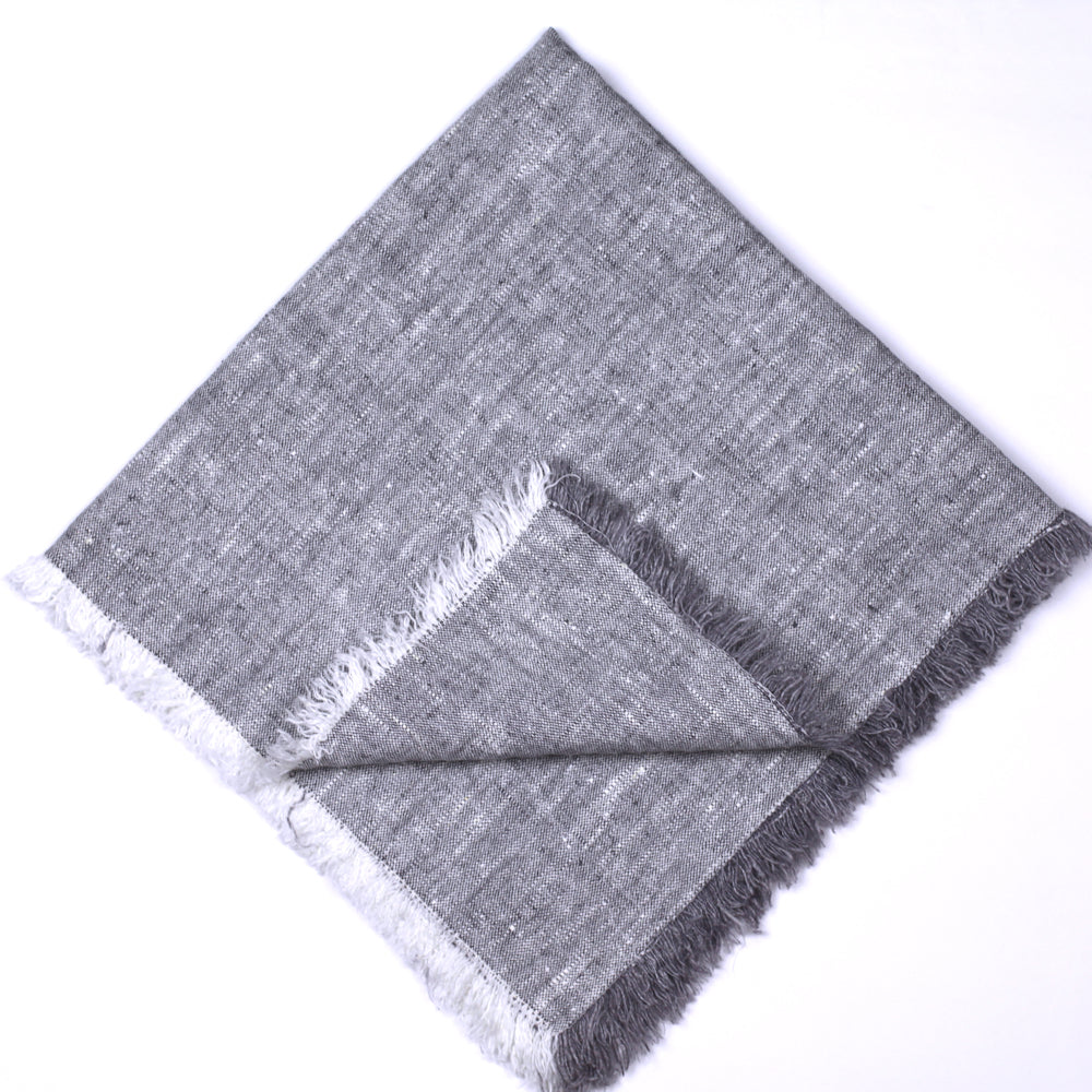 Linen Napkin - Stonewashed - Heather Grey with Frayed Edges - Luxury Thick Linen