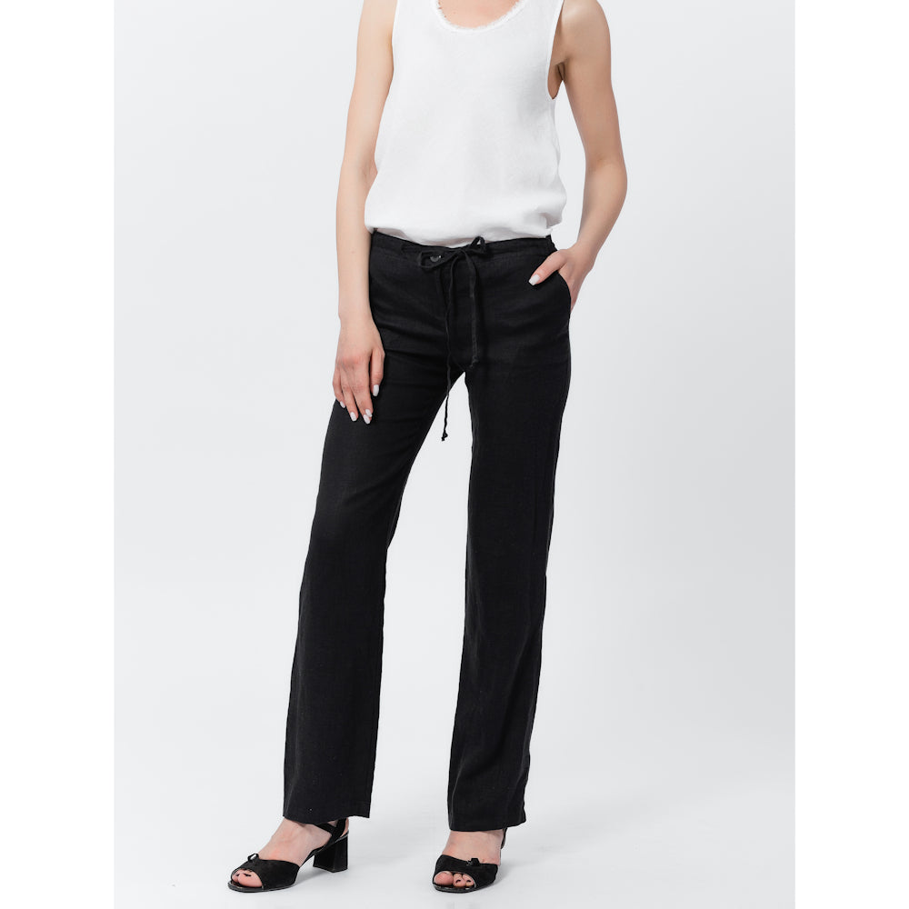 Linen Pants - Black - Stonewashed - Luxury Medium Thick Linen