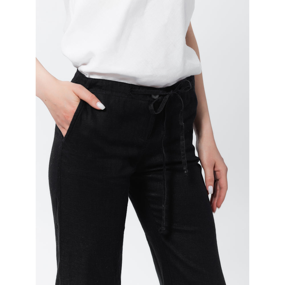 Linen Pants - Black - Stonewashed - Luxury Medium Thick Linen