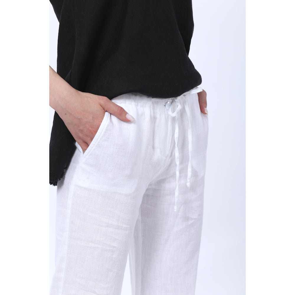 Linen Pants - White - Stonewashed - Luxury Medium Thick Linen